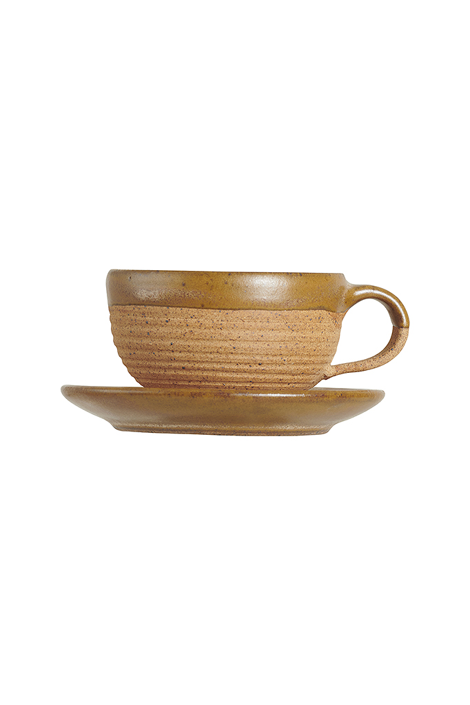 Half-glaze ceramic tea cup (sand brown)