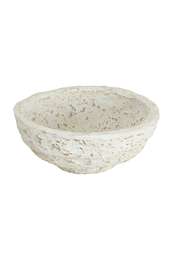 Paper Mache bowl in white antique finish