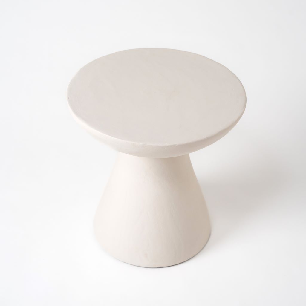  LIME PLASTER WHITE SIDE TABLE (37X37X38 cm)