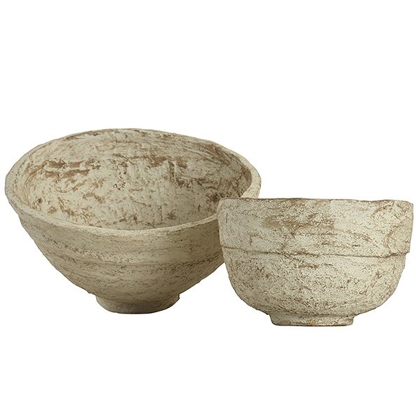 Paper Mache bowl assorted shapes and size set of 2  21012346