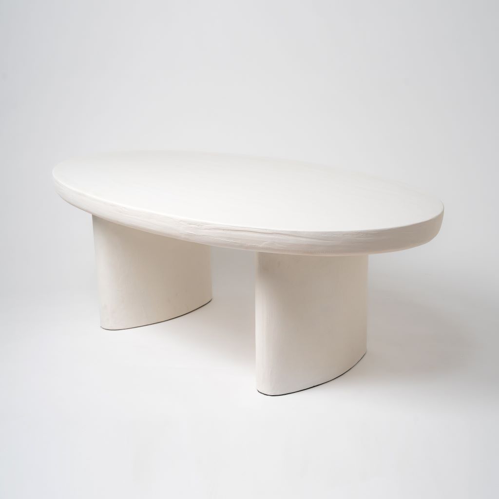 Oval top white coffee table