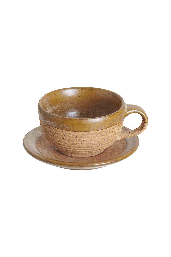 Half-glaze ceramic tea cup (sand brown)