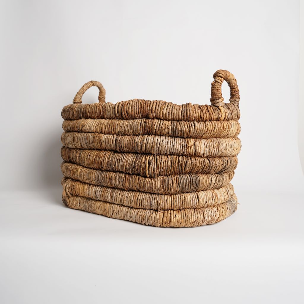 Abaca rectangular basket dark brown