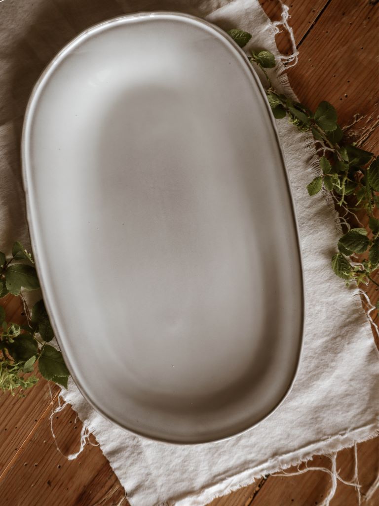 Stone Ceramic Oval Salad Platter 30 cm diameter