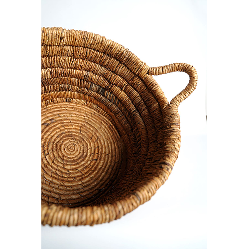 Abaca round basket dark brown