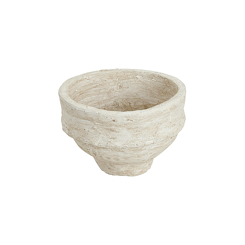 Paper Mache high neck bowl in White Ardi finish